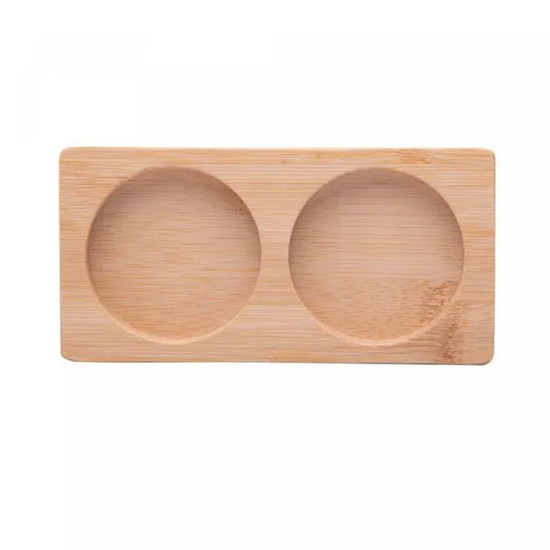 Imagem CONJUNTO 2 GALHETEIROS DE VIDRO BOROSSILICATO COM TAMPA E SUPORTE DE BAMBU 170ML