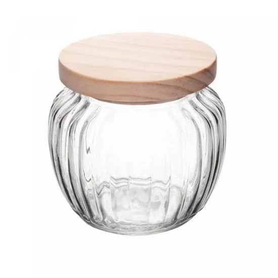 Imagem PORTA MANTIMENTO DE VIDRO COM TAMPA DE PINUS 600ML 