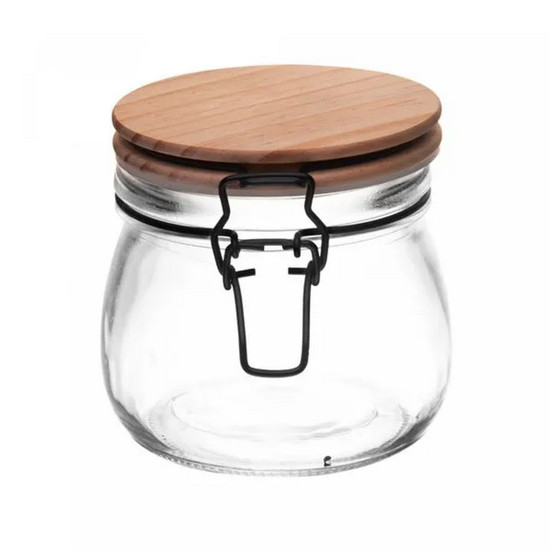 Imagem PORTA MANTIMENTO DE VIDRO COM TAMPA HERMÉTICA DE BAMBU 600ML