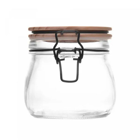 Imagem PORTA MANTIMENTO DE VIDRO COM TAMPA HERMÉTICA DE BAMBU 600ML