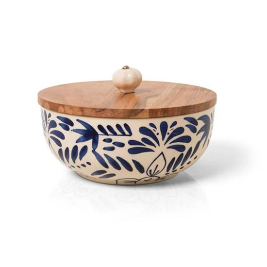 Imagem POTICHE COM TAMPA VERSAILLES NARSCISO EM CERÂMICA ARTESANAL 11X20CM - COPA&CIA