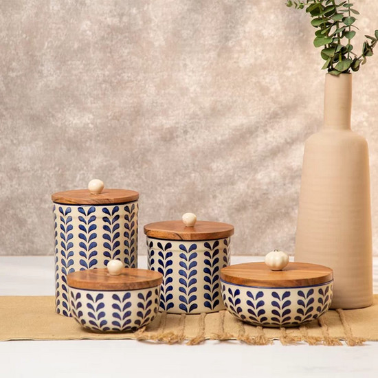 Imagem POTE DECORATIVO VERSAILLES ÍRIS EM CERÂMICA ARTESANAL 13X12 CM - COPA&CIA