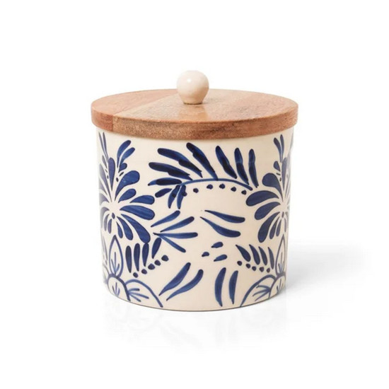 Imagem POTE VERSAILLES NARSCISO EM CERÂMICA ARTESANAL COM DETALHES AZUL 12X13 CM - COPA&CIA