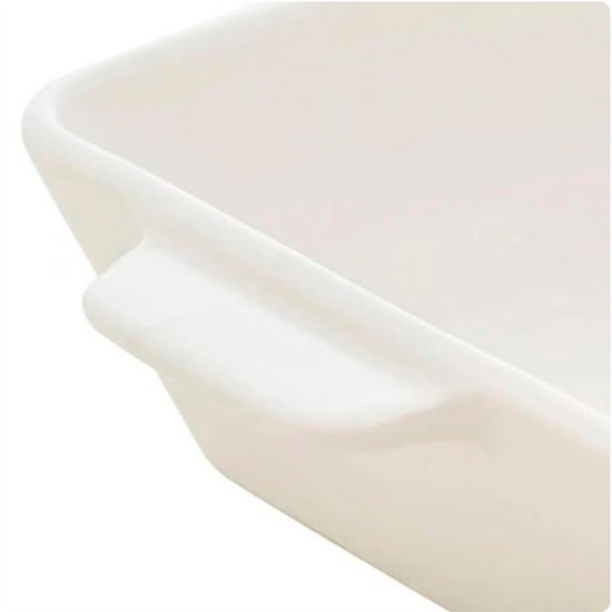 Imagem REFRATÁRIO DE PORCELANA BRANCA COM ALÇA BASIC COR BRANCO 34X21X5CM 