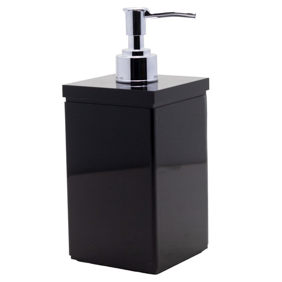 Imagem PORTA SABONETE LÍQUIDO PLUS DECOR COR PRETO ABS EM ACRÍLICO 6,5X6,5X19CM 