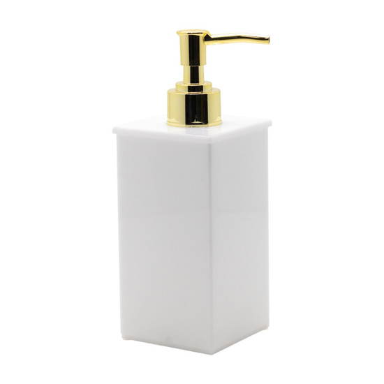 Imagem PORTA SABONETE LÍQUIDO UNO COR BRANCO GOLD ABS EM ACRÍLICO 6,5X6,5X19CM 
