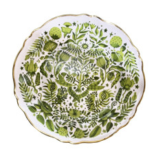 Imagem de SOUSPLAT DE PORCELANA ITALIANA BITOSSI DA COLEÇÃO FLORAL COM FILETE DOURADO 32,5CM  - 6f Decoracoes Imp E Exp E Com Ltda