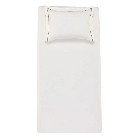 Imagem JOGO DE CAMA 2 PEÇAS LENÇOL SOLTEIRO COM ELÁSTICO E FRONHA 100% ALGODÃO DUTRA BRANCO/VERDE