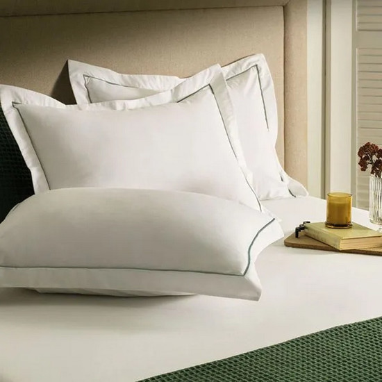 Imagem JOGO DE CAMA 3 PEÇAS LENÇOL CASAL COM ELÁSTICO E FRONHAS 100% ALGODÃO DUTRA BRANCO/VERDE