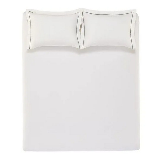 Imagem JOGO DE CAMA 3 PEÇAS LENÇOL KING COM ELÁSTICO E FRONHAS 100% ALGODÃO DUTRA BRANCO/VERDE