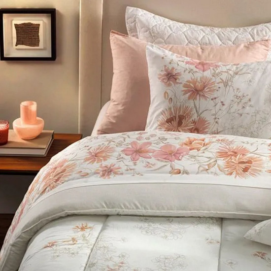 Imagem JOGO DE COLCHA CASAL COM 2 PORTA TRAVESSEIROS 160 FIOS HELENA