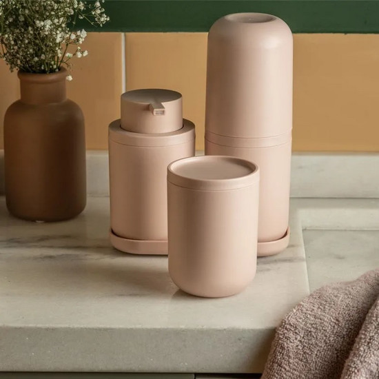 Imagem PORTA ALGODÃO E COTONETE BOLD COR ROSA DUNA EM PS (POLIESTIRENO) 7,8X7,8X10,7CM 