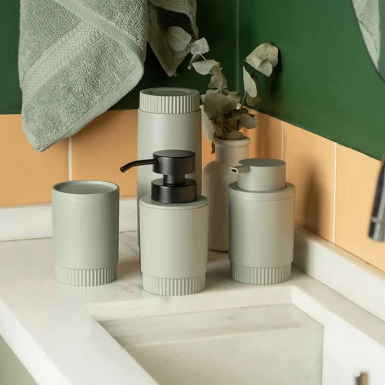 Imagem PORTA SABONETE LÍQUIDO COM VÁLVULA PRETA DÓRICA COR VERDE SALVIA 300ML 7,8X11,3X15,2CM 