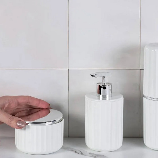 Imagem PORTA ALGODÃO / COTONETE GROOVE COR RANCO 10X10X6,5CM 