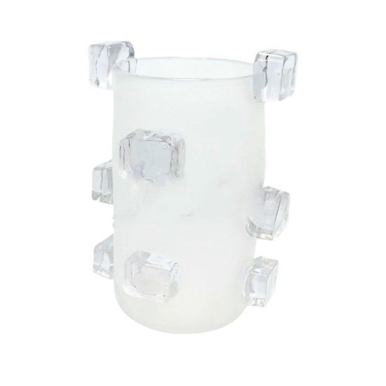 Imagem VASO DECORATIVO EM VIDRO INCOLOR COM DETALHE FOSCO G 33X19CM 