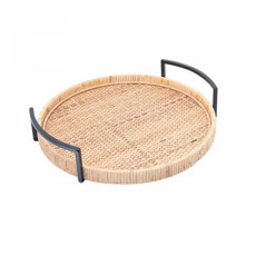 Imagem de BANDEJA REDONDA DE FIBRA NATURAL COM ALÇA BALI 32CM X 30CM X 6,5CM - Rojemac Impotacao E Exportacao Ltda