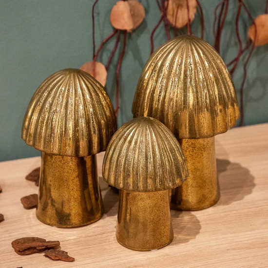Imagem COGUMELO DEWCORATIVO EM CERÂMICA COR DOURADO 25CM 