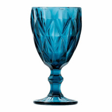 Imagem de TAÇA DE VIDRO DIAMANTE 340ML COR AZUL 9X9X17CM  - Best Kaza Comercio Importacao E Exportacao Ltda