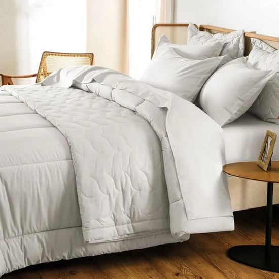 Imagem COLCHA CASAL COM 2 PORTA TRAVESSEIROS 200 FIOS TOM BRANCO