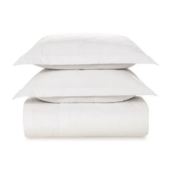 Imagem COLCHA CASAL COM 2 PORTA TRAVESSEIROS 200 FIOS TOM BRANCO