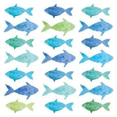 Imagem de JOGO DE GUARDANAPO ESTAMPADO AQUARELL FISHES 20 UNIDADES DE PAPEL 33X33CM - Tulip Gallery Comercio Imp E Exp De Guardanapos 