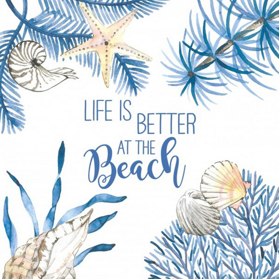 Imagem JOGO DE GUARDANAPO ESTAMPADO OCEAN LIFE IS BETTER 20 UNIDADES DE PAPEL 33X33CM 