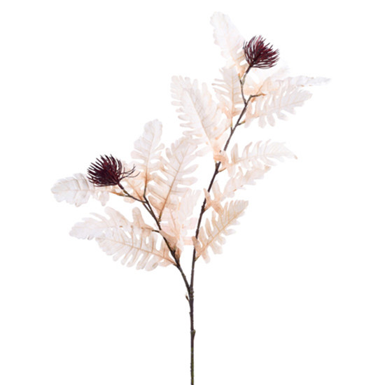 Imagem HASTE MISTA DECORATIVA DE FOLHAS DE CARVALHO BEGE EM PLÁSTICO MOLDÁVEL 93X19CM GRILLO