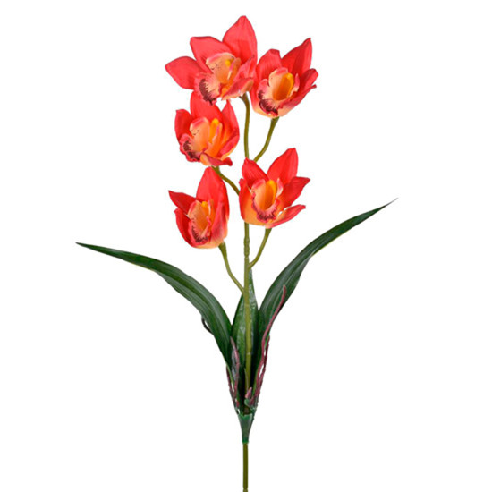 Imagem HASTE DECORATIVA DE ORQUÍDEA VERMELHA COM RAIZ EM PLÁSTICO MOLDÁVEL 58X14CM - GRILLO