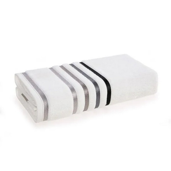 Imagem TOALHA DE BANHO KARSTEN FIO PENTEADO LUMINA BRANCO/CINZA