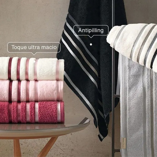 Imagem TOALHA DE BANHO KARSTEN FIO PENTEADO LUMINA BRANCO/CINZA