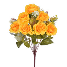 Imagem de BUQUÊ MISTO DECORATIVO DE CAMÉLIA AMARELA EM PLÁSTICO MOLDÁVEL 47X28 CM - GRILLO - Grillo Ltda