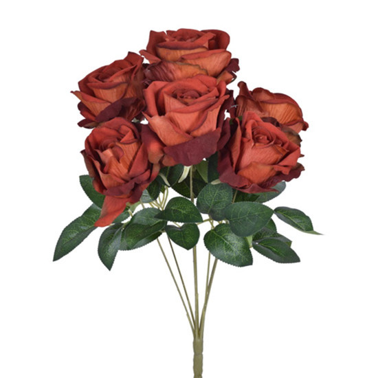 Imagem BUQUÊ DE ROSAS VELUDO DECORATIVO VERMELHO EM PLÁSTICO MOLDÁVEL 45X24 CM - GRILLO