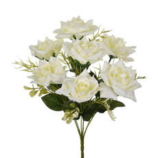 Imagem de BUQUÊ DECORATIVO DE ROSA DIAMANTE CREME EM PLÁSTICO MOLDÁVEL 34X20CM - GRILLO - Grillo Ltda