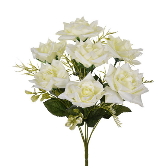 Imagem BUQUÊ DECORATIVO DE ROSA DIAMANTE CREME EM PLÁSTICO MOLDÁVEL 34X20CM - GRILLO