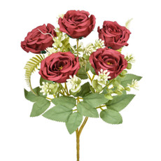 Imagem de BUQUÊ DECORATIVO DE ROSAS VERMELHAS EM PLÁSTICO MOLÁVEL 31X5CM - GRILLO - Grillo Ltda