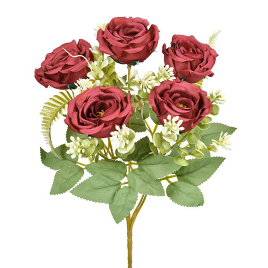 Imagem BUQUÊ DECORATIVO DE ROSAS VERMELHAS EM PLÁSTICO MOLÁVEL 31X5CM - GRILLO