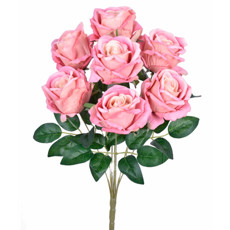 Imagem de BUQUÊ DE ROSAS VELUDO DECORATIVO COR ROSA EM PLÁSTICO MOLDÁVEL 45X24 CM - GRILLO - Grillo Ltda