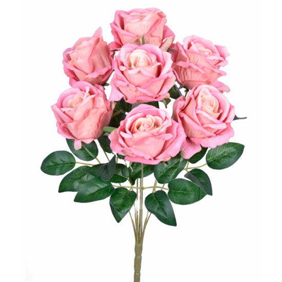 Imagem BUQUÊ DE ROSAS VELUDO DECORATIVO COR ROSA EM PLÁSTICO MOLDÁVEL 45X24 CM - GRILLO