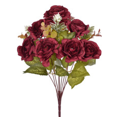 Imagem de BUQUÊ MISTO DECORATIVO DE CAMÉLIA VERMELHA EM PLÁSTICO MOLDÁVEL 47X28 CM - GRILLO - Grillo Ltda