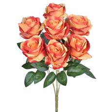 Imagem de BUQUÊ DE ROSAS VELUDO DECORATIVO COR LARANJA OUTONO EM PLÁSTICO MOLDÁVEL - GRILLO - Grillo Ltda
