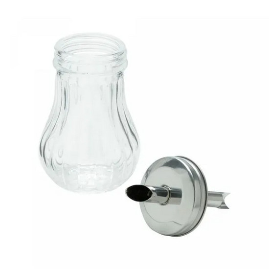 Imagem AÇUCAREIRO DE VIDRO COM TAMPA DE AÇO INOX 7,5CM X 14CM