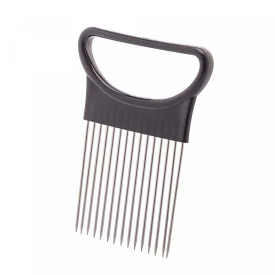 Imagem SUPORTE PARA FATIAR LEGUMES DE AÇO INOX E PLÁSTICO PRETO 11CM