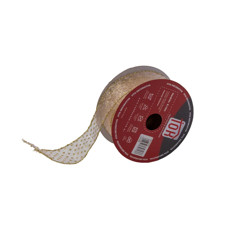Imagem de FITA NATALINA COR TRANSPARENTE COM GLITTER DOURADO 3,8 CM X 9,14 METROS  - Cromus Embalagens Ind. E Com. Ltda