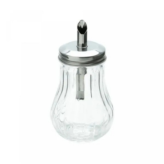 Imagem AÇUCAREIRO DE VIDRO COM TAMPA DE AÇO INOX 7,5CM X 14CM