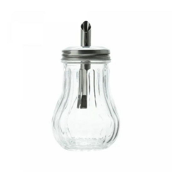 Imagem AÇUCAREIRO DE VIDRO COM TAMPA DE AÇO INOX 7,5CM X 14CM