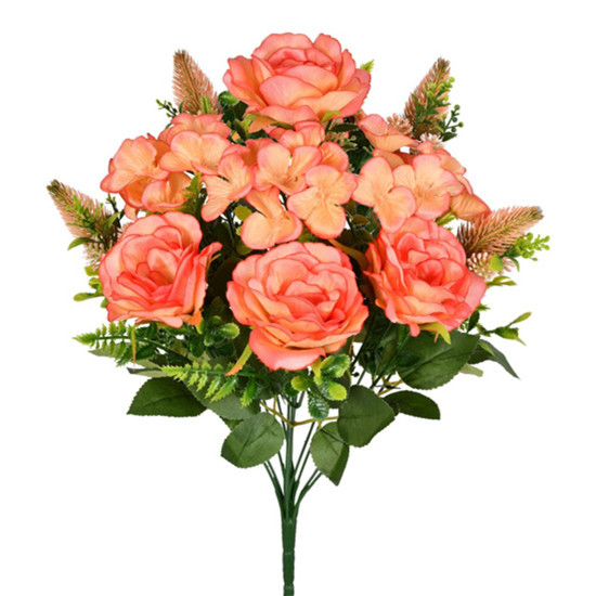 Imagem BUQUÊ ROSA E HORTENSIA MISTO X12 LARANJA 30X50CM GRILLO 53433