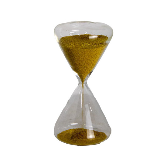 Imagem AMPULHETA DECORATIVA DE VIDRO COM AREIA NA COR DOURADO 8X8X16CM 