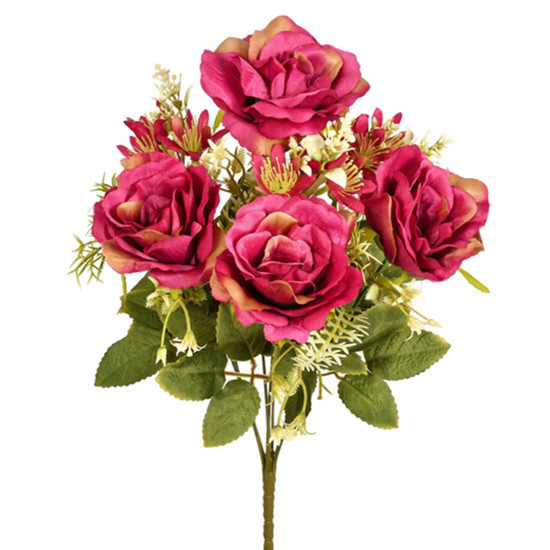 Imagem BUQUÊ MISTO ROSA E MARGARIDA X7 VINHO 25X42CM GRILLO 53434