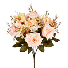 Imagem de BUQUÊ MISTO ROSA LIRIO E MARGARIDA X7 SALMÃO 32X33CM GRILLO 52973 - Grillo Ltda