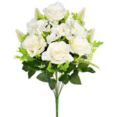 Imagem de BUQUÊ ROSA E HORTENSIA MISTO X12 CREME 30X50CM - GRILLO 53433 - Grillo Ltda